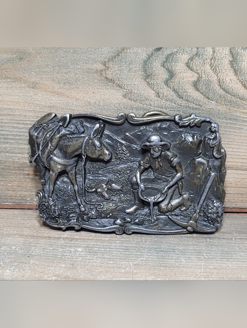 Vintage 1981 Arroyo Grande Grover City Ca. Panning Gold Miner Belt Buckle
